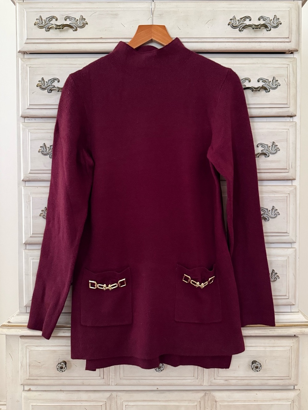 Burgundy Horsebit Equestrian Sweater